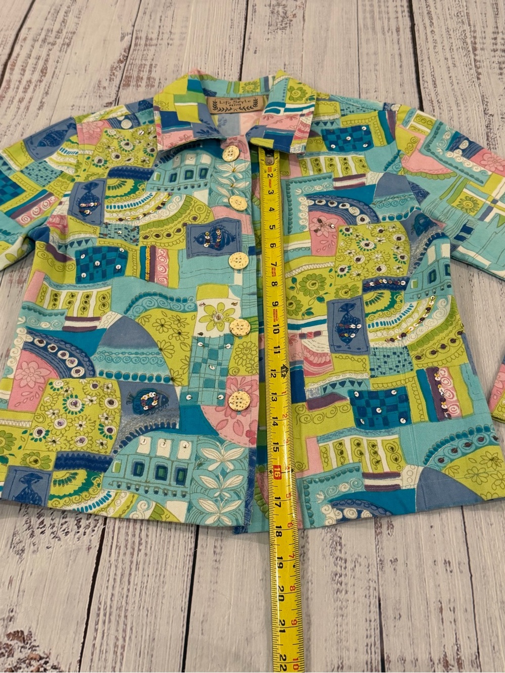 VTG Life Style Crazy Fun Fish Jacket Pop Art Novelty Size Petite Petite (PP) - Picture 5 of 7